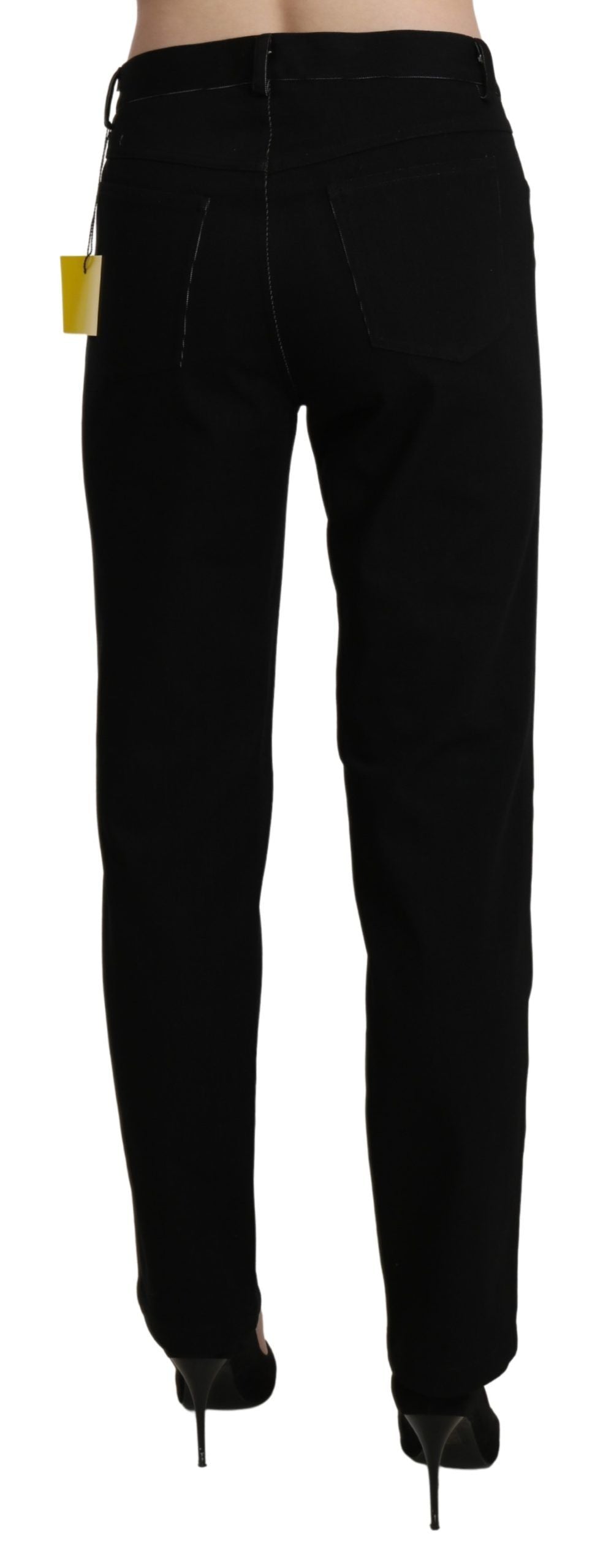 BENCIVENGA Black High Waist Straight Casual Trouser Pant - ClickThatClicks 