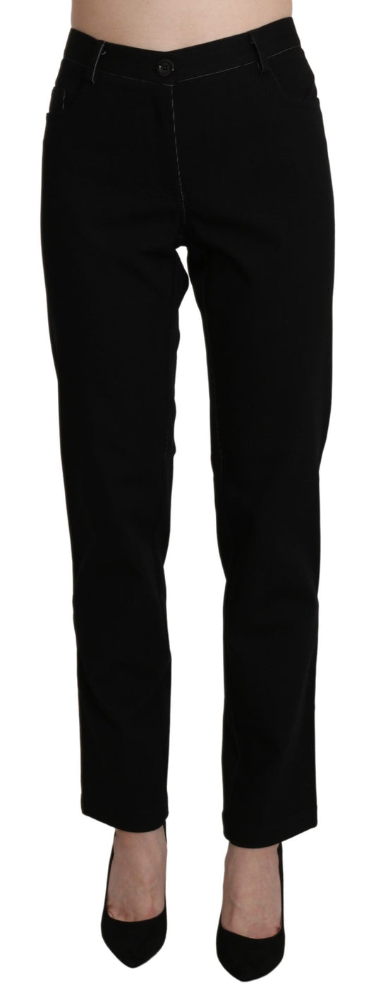 BENCIVENGA Black High Waist Straight Casual Trouser Pant - ClickThatClicks 