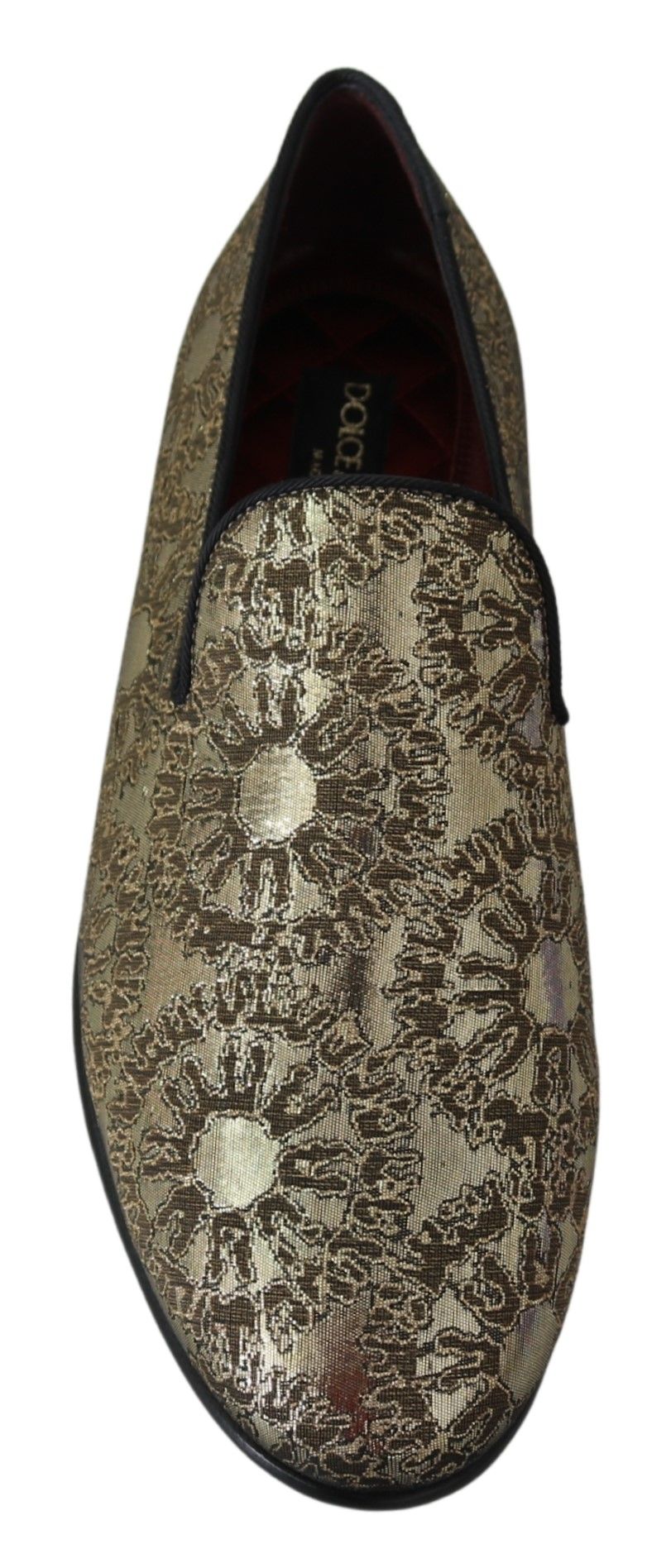 Dolce & Gabbana Gold Jacquard Flats Mens Loafers Shoes - ClickThatClicks 