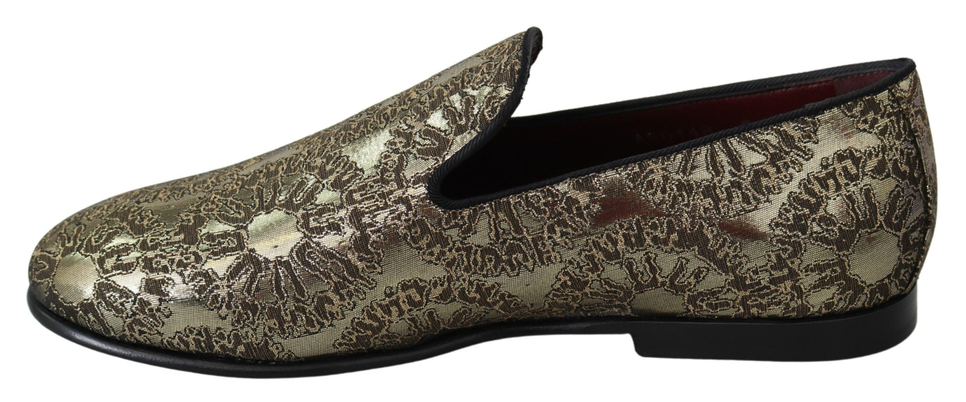 Dolce & Gabbana Gold Jacquard Flats Mens Loafers Shoes - ClickThatClicks 