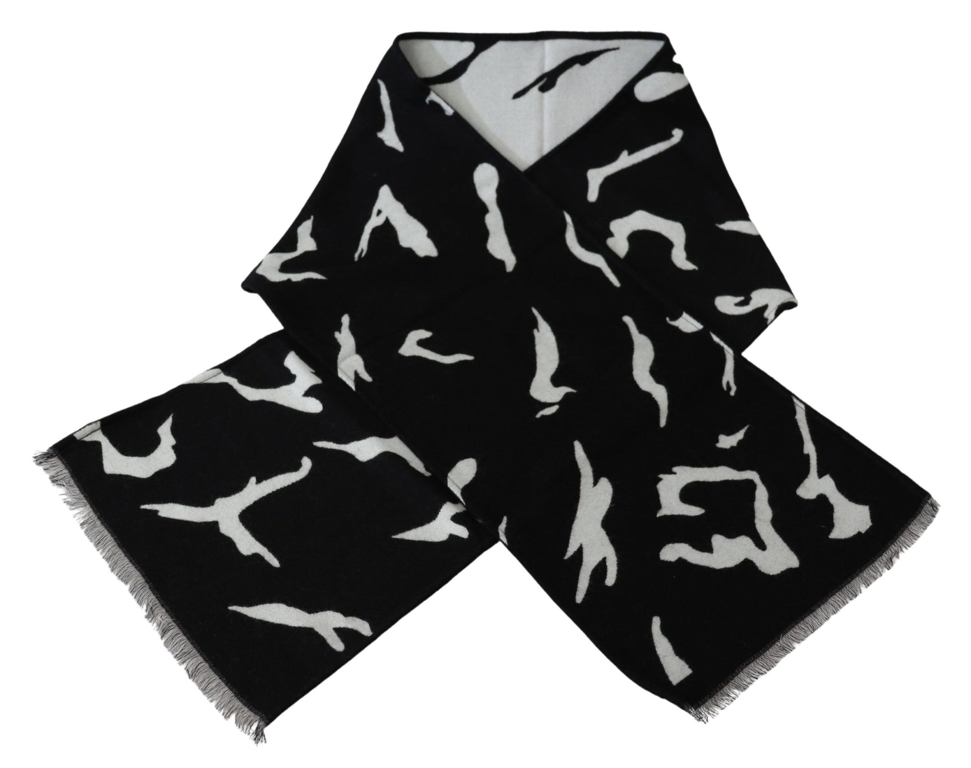 Givenchy Black White Wool Unisex Winter Warm Scarf Wrap Shawl - ClickThatClicks 