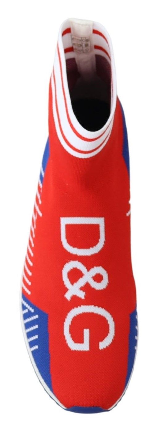 Dolce & Gabbana Blue Red Sorrento Logo Sneakers Socks Shoes - ClickThatClicks 