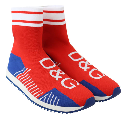 Dolce & Gabbana Blue Red Sorrento Logo Sneakers Socks Shoes - ClickThatClicks 