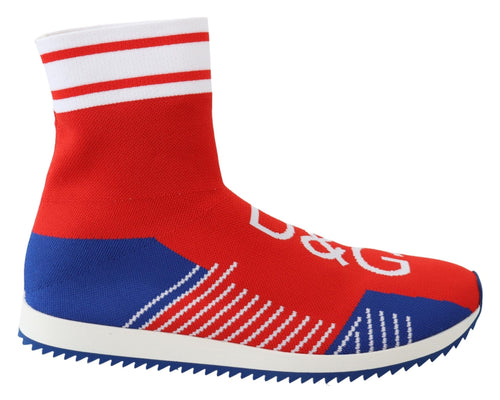 Dolce & Gabbana Blue Red Sorrento Logo Sneakers Socks Shoes - ClickThatClicks 
