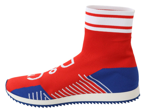 Dolce & Gabbana Blue Red Sorrento Logo Sneakers Socks Shoes - ClickThatClicks 