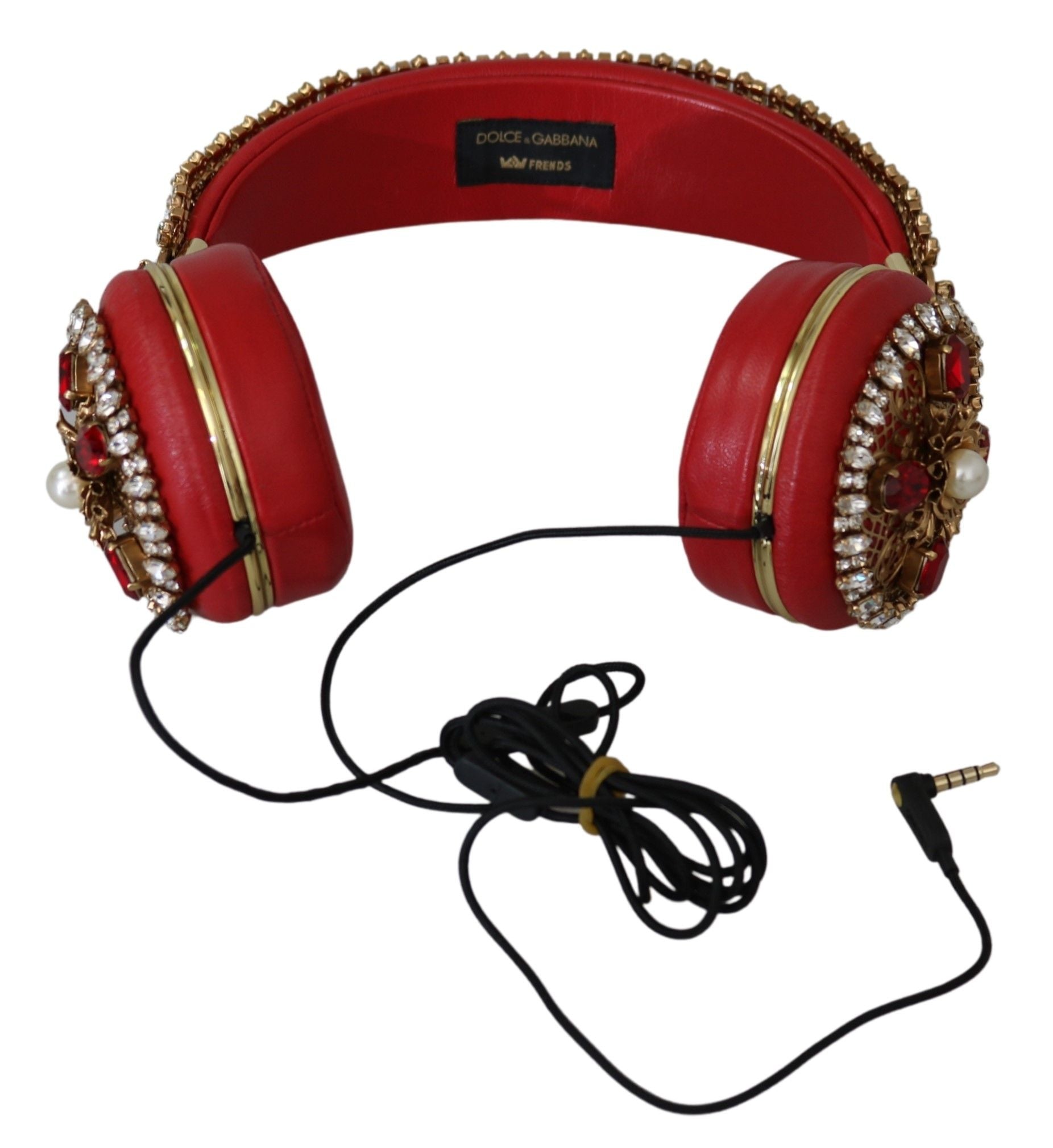 Dolce & Gabbana FRENDS Leather Red Floral Crystal Headset Headphones - ClickThatClicks 
