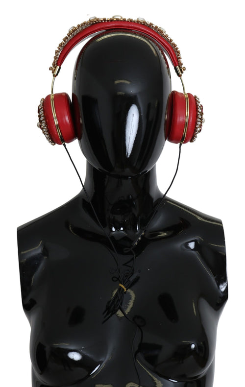 Dolce & Gabbana FRENDS Leather Red Floral Crystal Headset Headphones - ClickThatClicks 