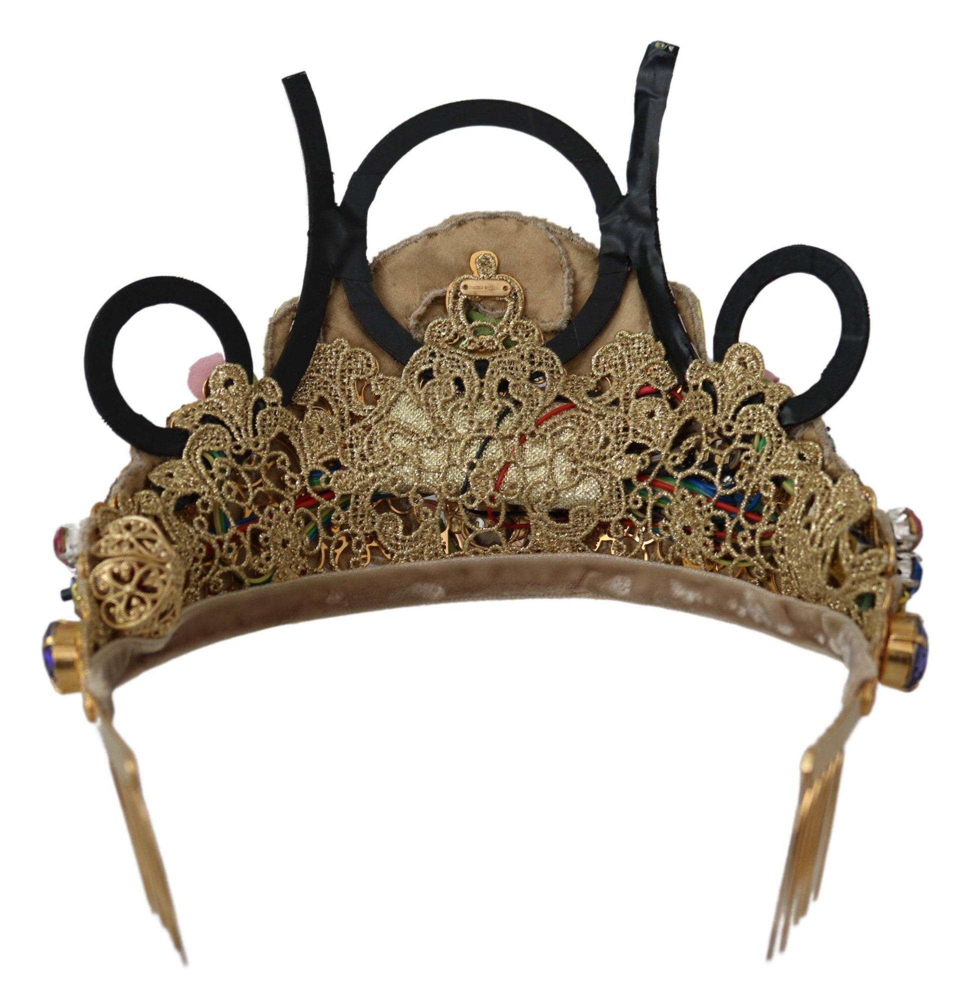 Dolce & Gabbana Gold Brass Floral Crystals LED Lights Crown Tiara Diadem - ClickThatClicks 