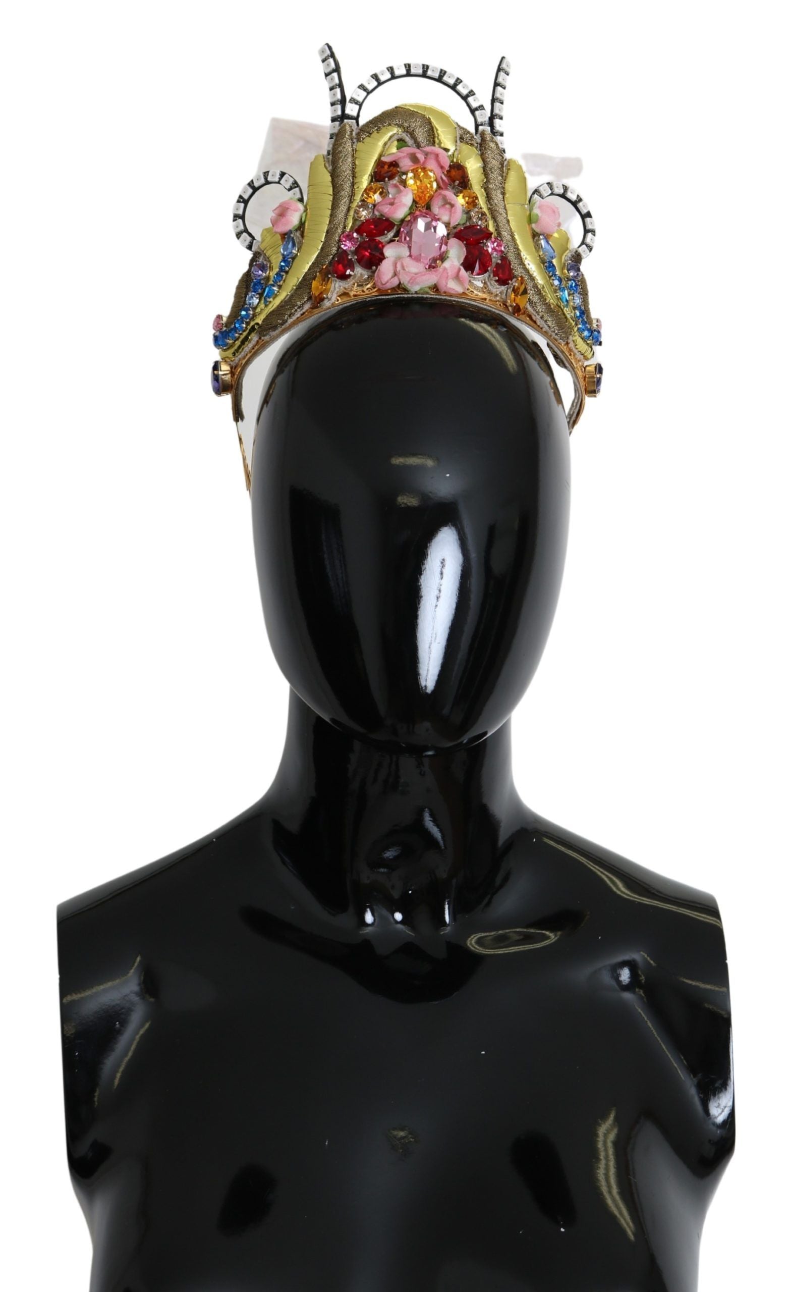 Dolce & Gabbana Gold Brass Floral Crystals LED Lights Crown Tiara Diadem - ClickThatClicks 