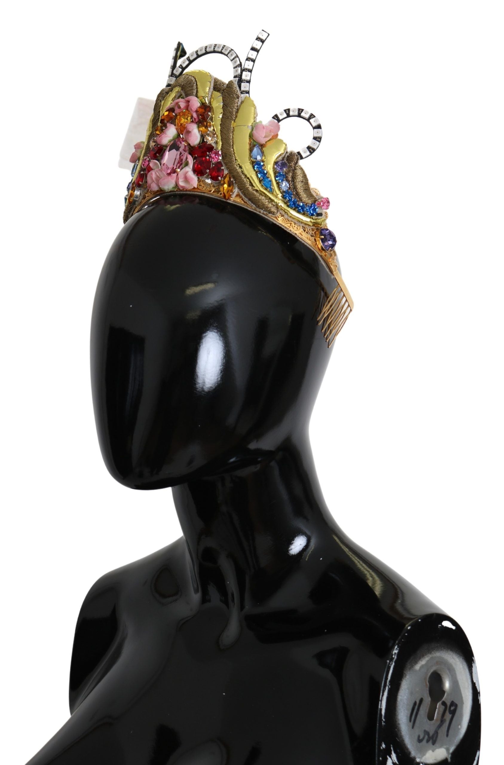 Dolce & Gabbana Gold Brass Floral Crystals LED Lights Crown Tiara Diadem - ClickThatClicks 