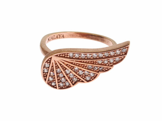 Nialaya Pink Gold 925 Silver Womens Clear CZ Ring - ClickThatClicks 