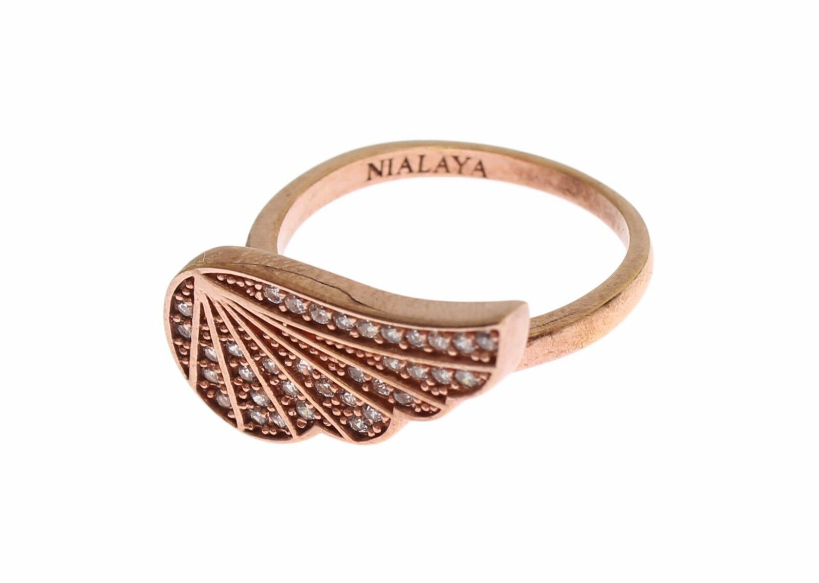 Nialaya Pink Gold 925 Silver Womens Clear CZ Ring - ClickThatClicks 