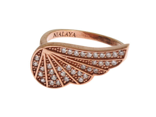 Nialaya Pink Gold 925 Silver Womens Clear CZ Ring - ClickThatClicks 
