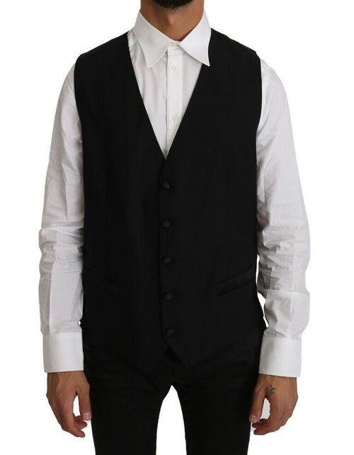 Dolce & Gabbana Black Solid Wool Silk Vest - ClickThatClicks 