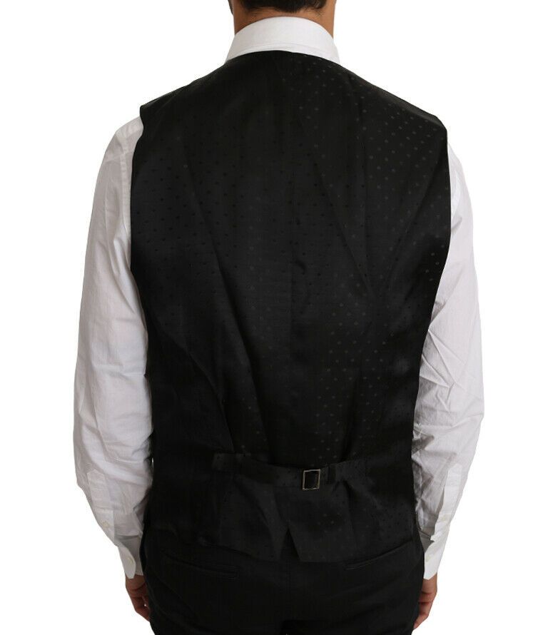 Dolce & Gabbana Black Solid Wool Silk Vest - ClickThatClicks 