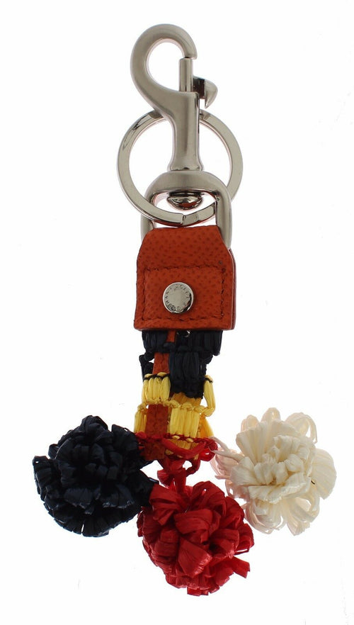Dolce & Gabbana Multicolor Raffia Leather Clasp Finder Chain Keyring - ClickThatClicks 