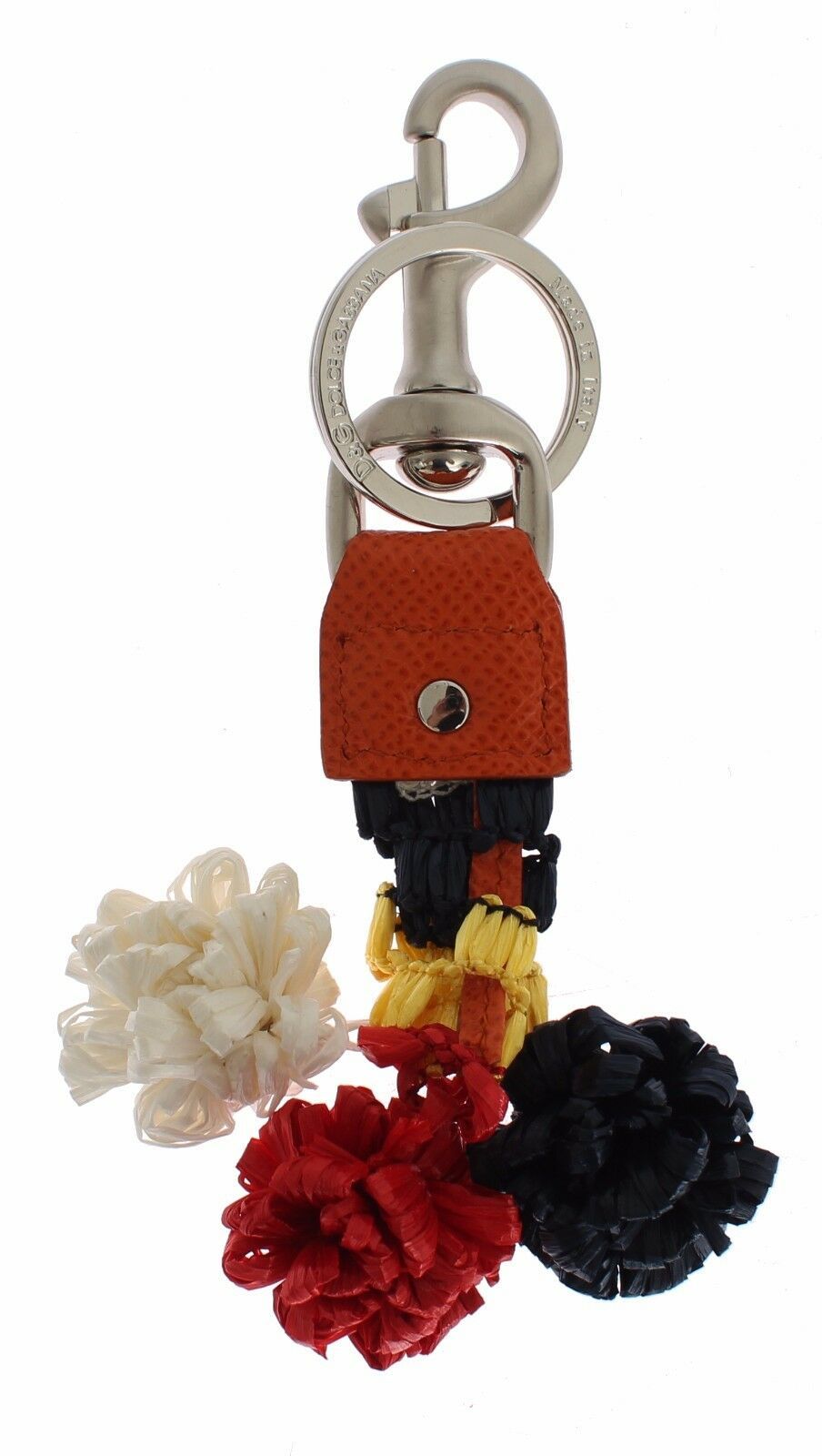 Dolce & Gabbana Multicolor Raffia Leather Clasp Finder Chain Keyring - ClickThatClicks 