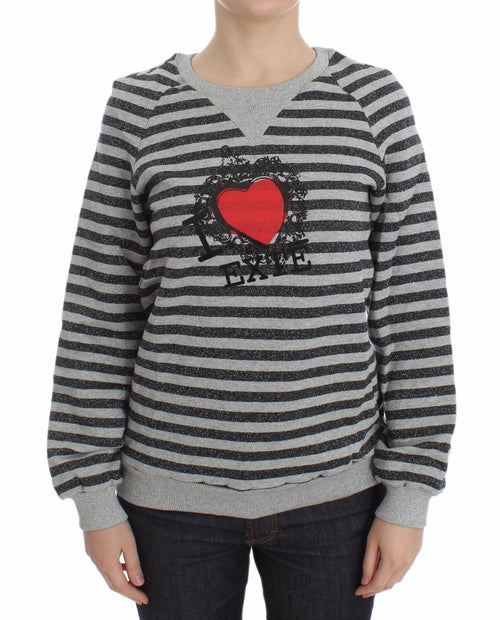 Exte Gray Striped Cotton Crewneck Sweater - ClickThatClicks 