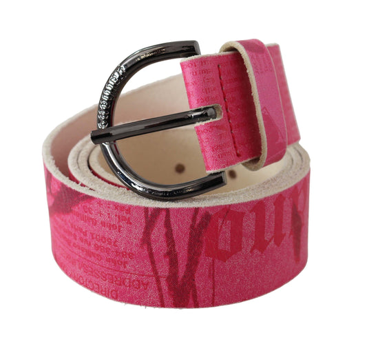 John Galliano Pink Leather Letter Logo Design Round Buckle Belt - ClickThatClicks 