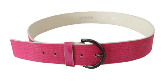 John Galliano Pink Leather Letter Logo Design Round Buckle Belt - ClickThatClicks 