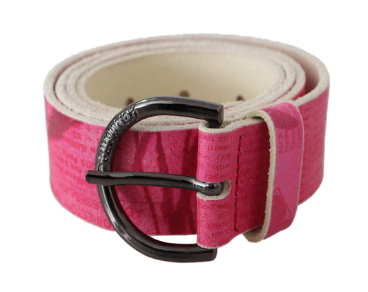John Galliano Pink Leather Letter Logo Design Round Buckle Belt - ClickThatClicks 
