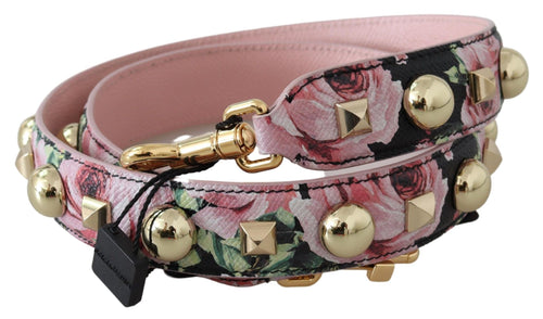 Dolce & Gabbana Pink Floral Gold Studs Bag Accessory Shoulder Strap - ClickThatClicks 