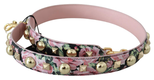 Dolce & Gabbana Pink Floral Gold Studs Bag Accessory Shoulder Strap - ClickThatClicks 