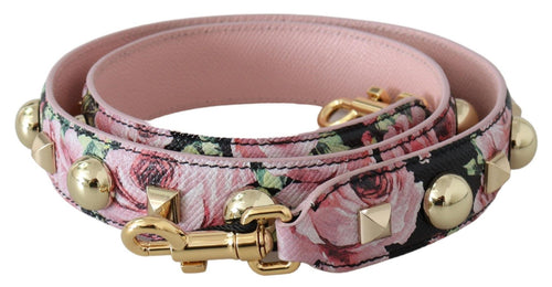 Dolce & Gabbana Pink Floral Gold Studs Bag Accessory Shoulder Strap - ClickThatClicks 