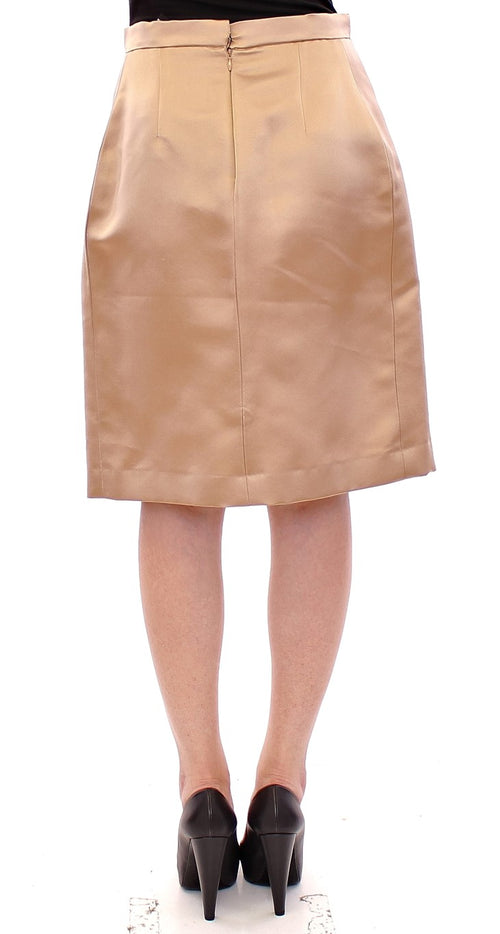Andrea Incontri Brown Silk Solid Mini Pleated Skirt - ClickThatClicks 