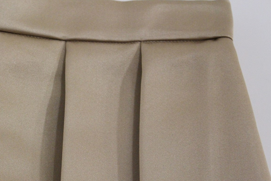 Andrea Incontri Brown Silk Solid Mini Pleated Skirt - ClickThatClicks 