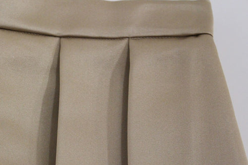 Andrea Incontri Brown Silk Solid Mini Pleated Skirt - ClickThatClicks 