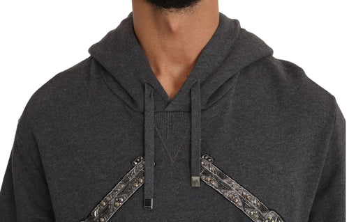 Dolce & Gabbana Gray Hooded Red Crystal Heart Gun Sweater - ClickThatClicks 