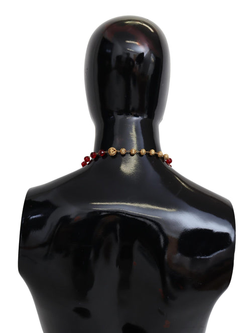 Dolce & Gabbana Gold Tone Brass Red Crystals Pendant Opera Chain  Necklace - ClickThatClicks 