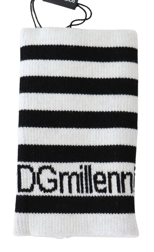 Dolce & Gabbana Black White Wool DGMillennials Wristband Wrap - ClickThatClicks 