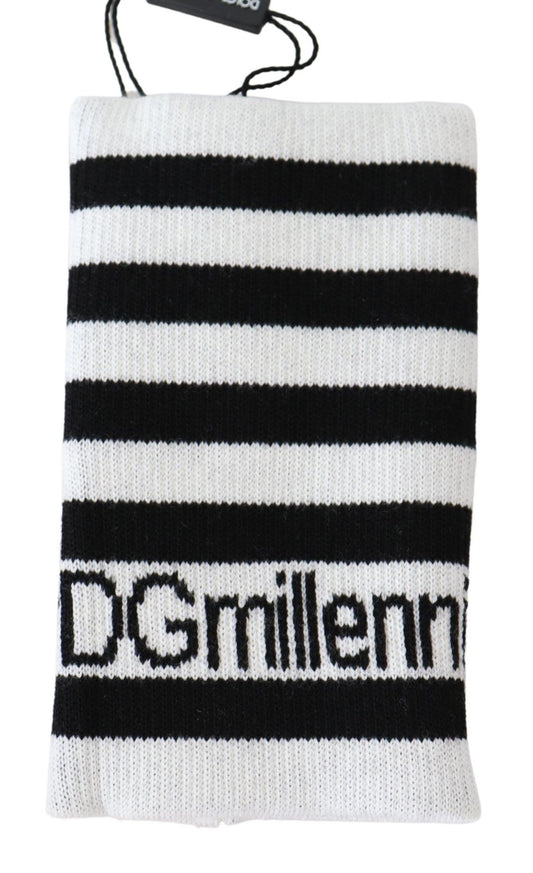 Dolce & Gabbana Black White Wool DGMillennials Wristband Wrap - ClickThatClicks 
