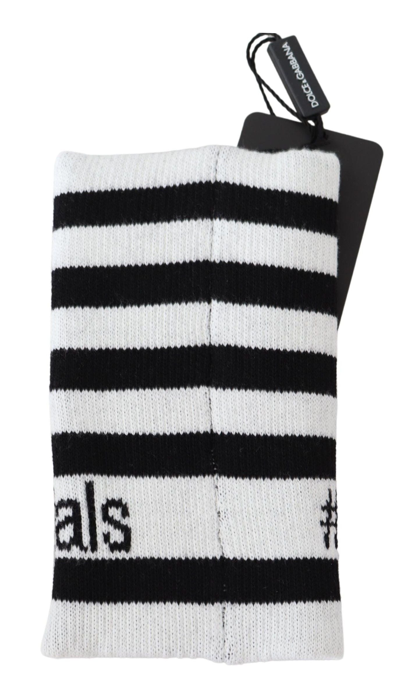 Dolce & Gabbana Black White Wool DGMillennials Wristband Wrap - ClickThatClicks 