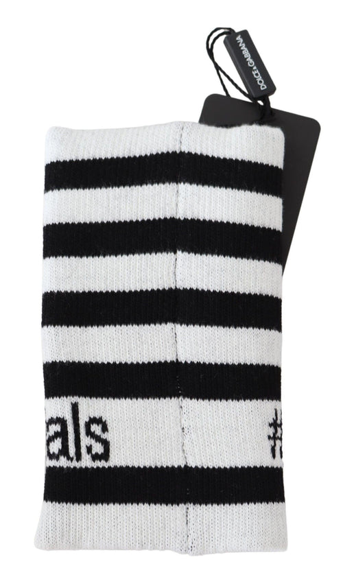 Dolce & Gabbana Black White Wool DGMillennials Wristband Wrap - ClickThatClicks 