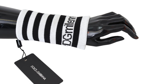 Dolce & Gabbana Black White Wool DGMillennials Wristband Wrap - ClickThatClicks 