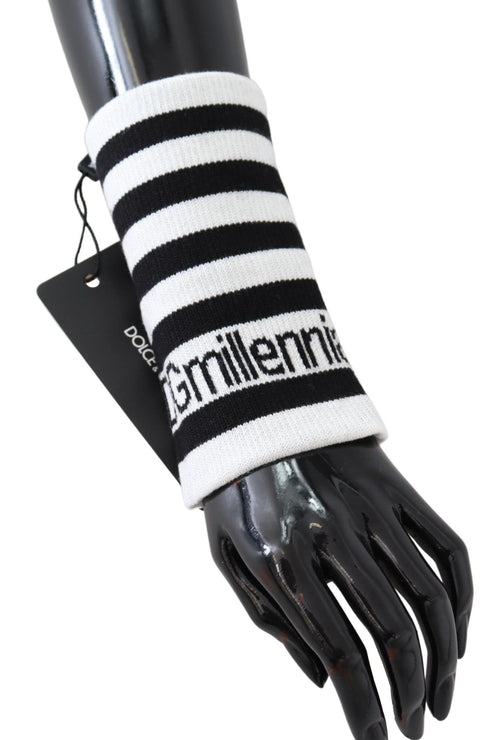 Dolce & Gabbana Black White Wool DGMillennials Wristband Wrap - ClickThatClicks 