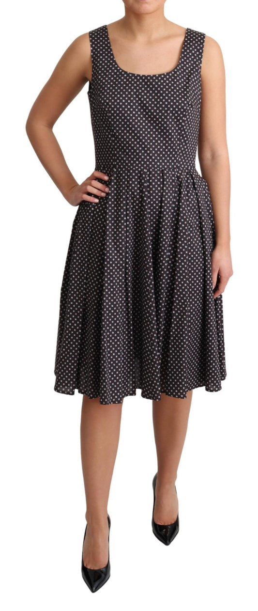 Dolce & Gabbana Black Floral Cotton A-Line Stretch Dress - ClickThatClicks 