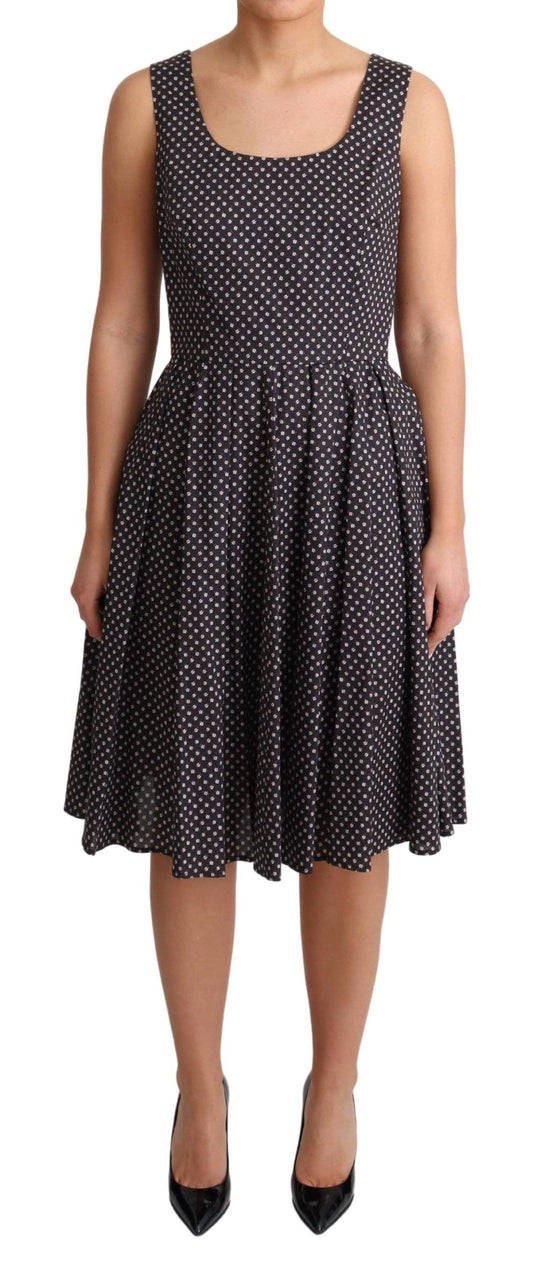 Dolce & Gabbana Black Floral Cotton A-Line Stretch Dress - ClickThatClicks 