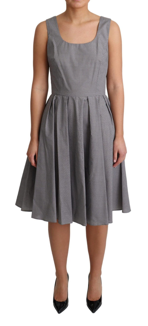 Dolce & Gabbana Blue Beige Geometric Cotton A-Line Dress - ClickThatClicks 