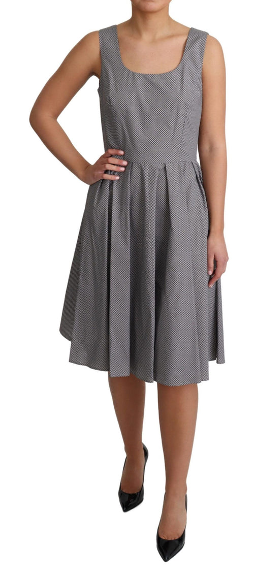 Dolce & Gabbana Blue Beige Geometric Cotton A-Line Dress - ClickThatClicks 