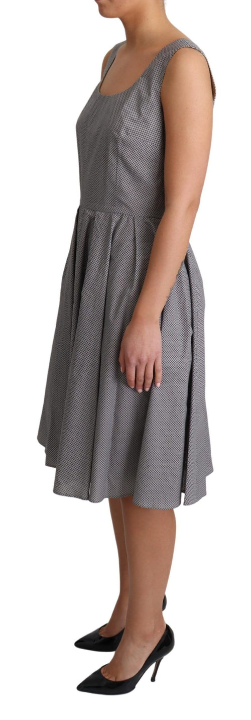 Dolce & Gabbana Blue Beige Geometric Cotton A-Line Dress - ClickThatClicks 