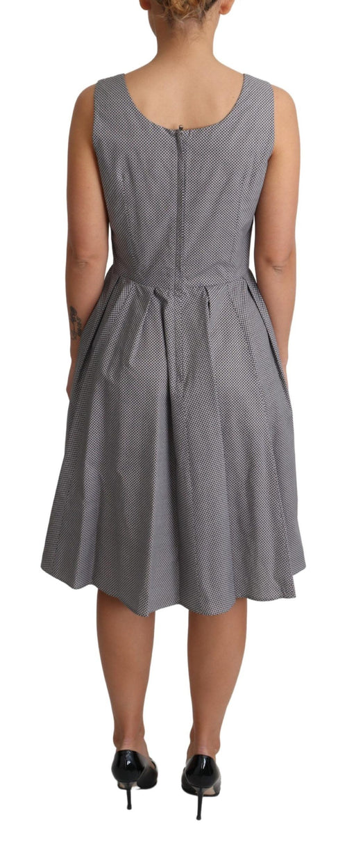 Dolce & Gabbana Blue Beige Geometric Cotton A-Line Dress - ClickThatClicks 