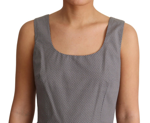 Dolce & Gabbana Blue Beige Geometric Cotton A-Line Dress - ClickThatClicks 