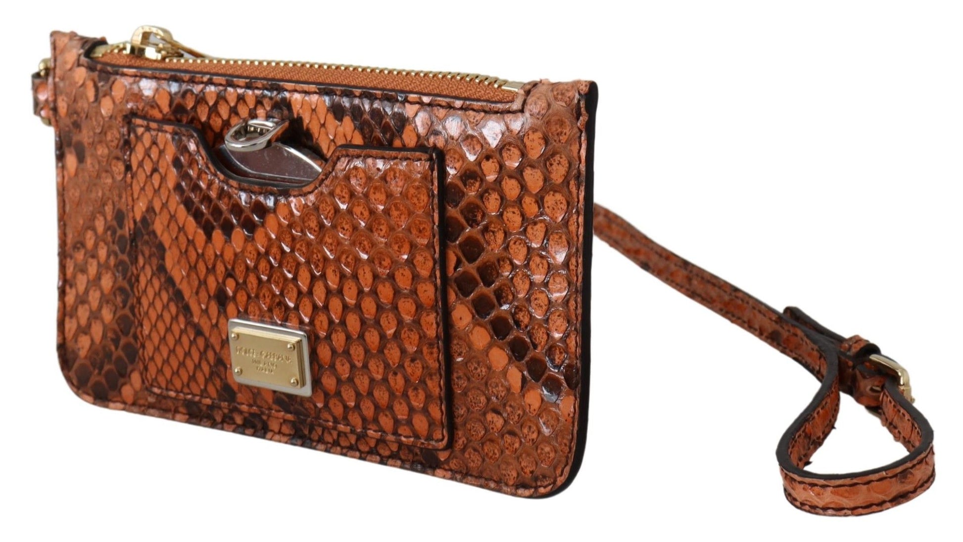 Dolce & Gabbana Brown Leather Coin Purse Wristlet Mirror AGNESE Wallet - ClickThatClicks 