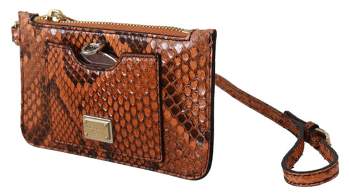 Dolce & Gabbana Brown Leather Coin Purse Wristlet Mirror AGNESE Wallet - ClickThatClicks 