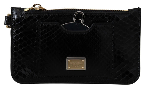 Dolce & Gabbana Black Leather Coin Purse Wristlet Mirror Agnese Wallet - ClickThatClicks 