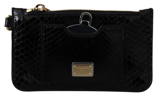 Dolce & Gabbana Black Leather Coin Purse Wristlet Mirror Agnese Wallet - ClickThatClicks 